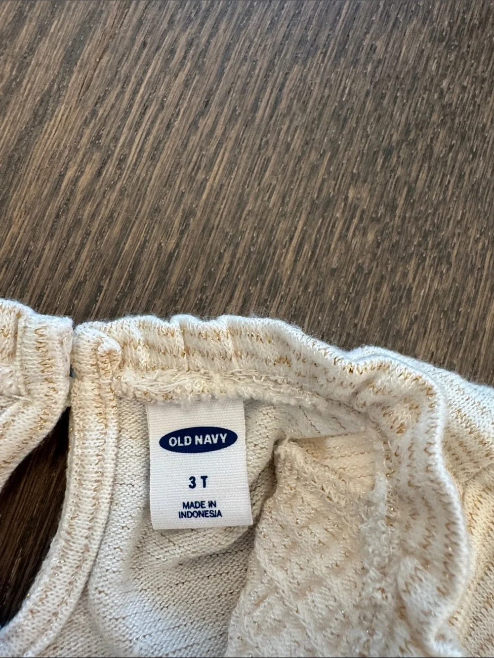 Old Navy Cream and gold Smocked Long-Sleeve Girls' Top